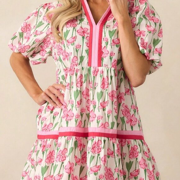 Dresses & Skirts - Pink Cute Y2k Women's Babydoll Mini V Neck Sundress